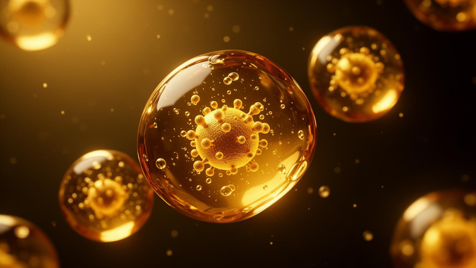 Golden droplet creating a crown splash with concentric ripples